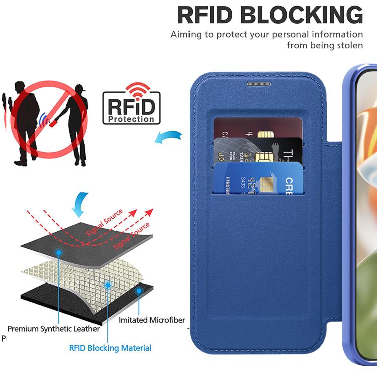 For Google Pixel 10 Pro XL Shield Magsafe RFID Anti-theft Rhombus Leather Phone Case(Dark Blue) - Google Cases by buy2fix | Online Shopping UK | buy2fix