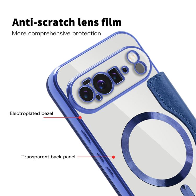 For Google Pixel 10 Pro XL Shield Magsafe RFID Anti-theft Rhombus Leather Phone Case(Dark Blue) - Google Cases by buy2fix | Online Shopping UK | buy2fix