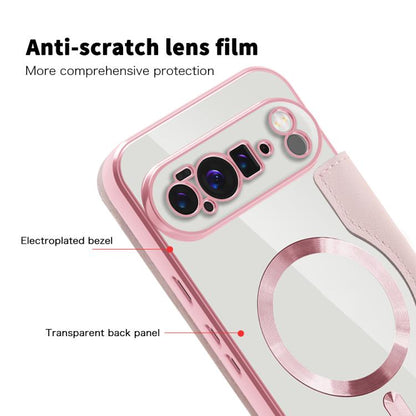 For Google Pixel 10 Pro XL Shield Magsafe RFID Anti-theft Rhombus Leather Phone Case(Pink) - Google Cases by buy2fix | Online Shopping UK | buy2fix