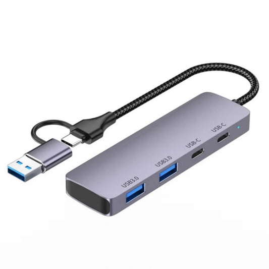 T-32C 2-in-1 Cable USB 3.0 + Type-C 4-port Hub Aluminum Alloy Docking Station by buy2fix
