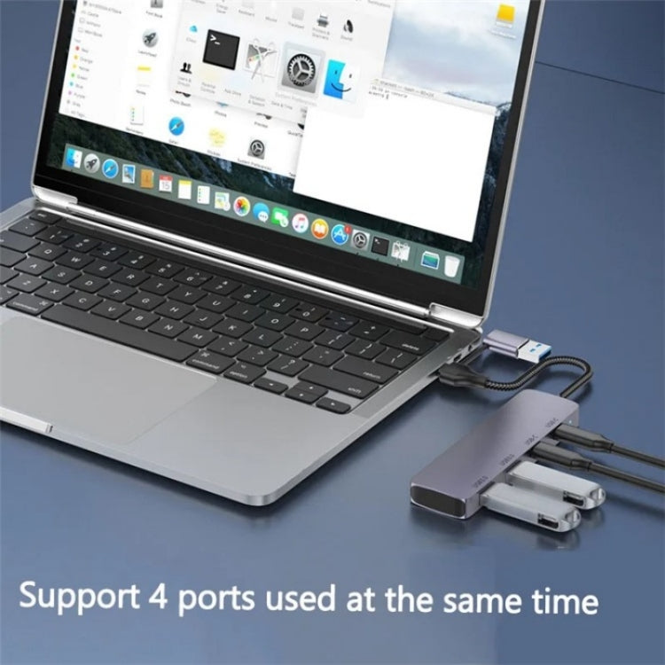T-32C 2-in-1 Cable USB 3.0 + Type-C 4-port Hub Aluminum Alloy Docking Station by buy2fix
