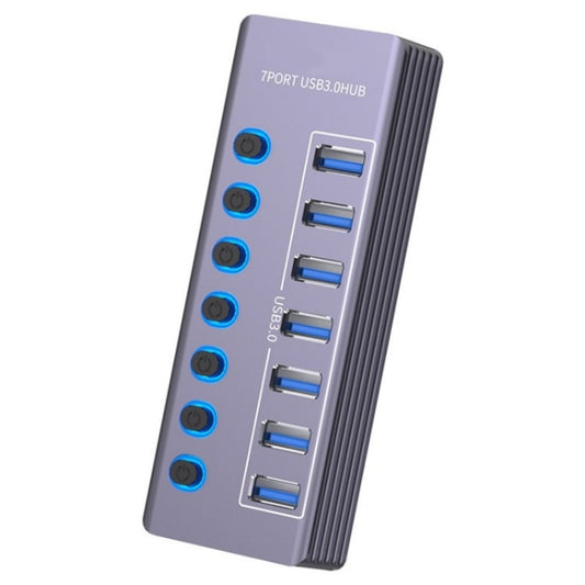 U307 Aluminum Alloy 7-Ports Splitter 5Gbps High Speed USB 3.0 Hub with Independent Switch by buy2fix