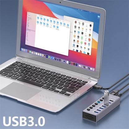 U307 Aluminum Alloy 7-Ports Splitter 5Gbps High Speed USB 3.0 Hub with Independent Switch by buy2fix