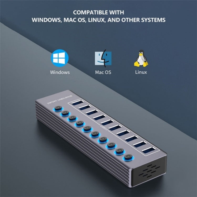 U310 10-in-1 USB 3.0 Extension HUB USB Power Charging Station with Individual Switch by buy2fix