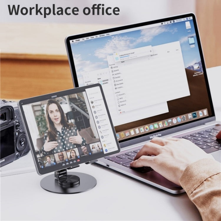 YY-027 360 Degree Rotation Foldable Desktop Phone Tablet Holder(Grey) - Desktop Holder by buy2fix | Online Shopping UK | buy2fix