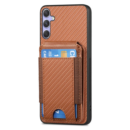 For Samsung Galaxy S25 5G Carbon Fiber Vertical Flip Wallet Stand Phone Case(Brown) by buy2fix