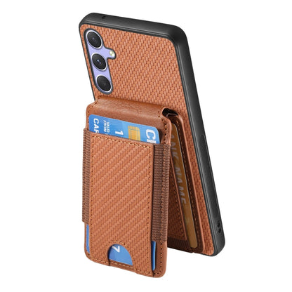 For Samsung Galaxy S25 5G Carbon Fiber Vertical Flip Wallet Stand Phone Case(Brown) by buy2fix