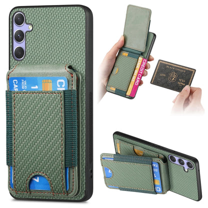 For Samsung Galaxy S25 5G Carbon Fiber Vertical Flip Wallet Stand Phone Case(Green) by buy2fix