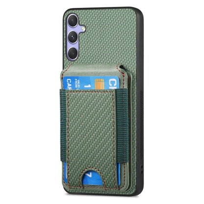 For Samsung Galaxy S25 5G Carbon Fiber Vertical Flip Wallet Stand Phone Case(Green) by buy2fix