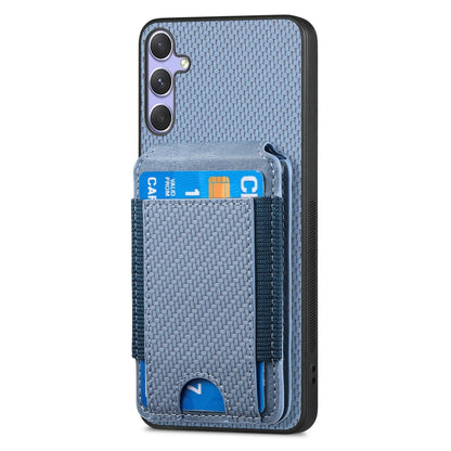 For Samsung Galaxy S25+ 5G Carbon Fiber Vertical Flip Wallet Stand Phone Case(Blue) by buy2fix