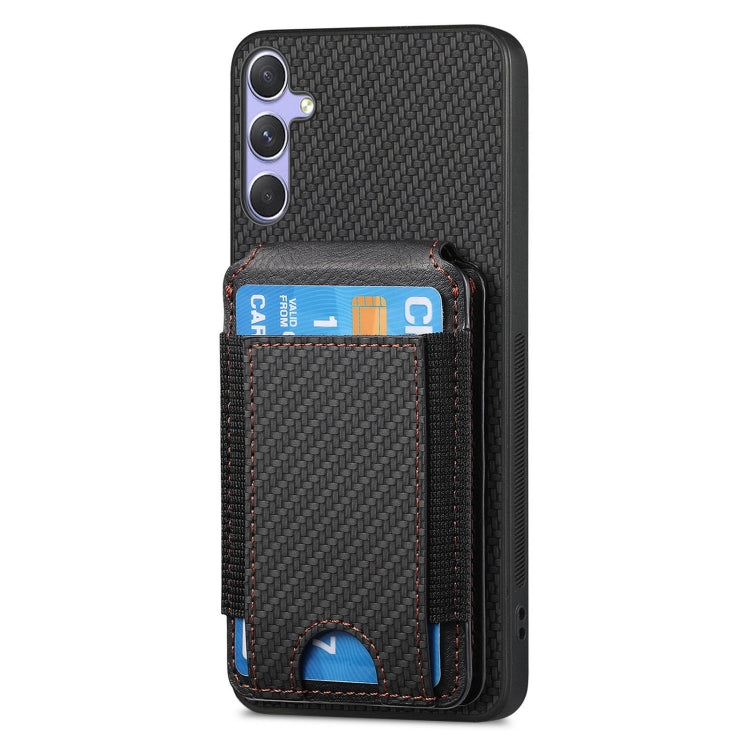 For Samsung Galaxy S25+ 5G Carbon Fiber Vertical Flip Wallet Stand Phone Case(Black) by buy2fix