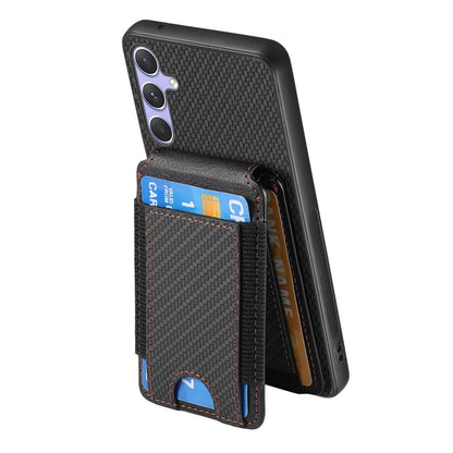 For Samsung Galaxy S25+ 5G Carbon Fiber Vertical Flip Wallet Stand Phone Case(Black) by buy2fix