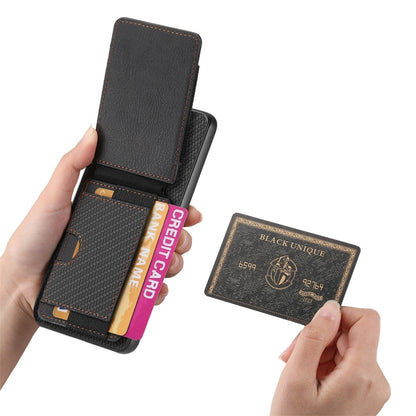 For Samsung Galaxy S25+ 5G Carbon Fiber Vertical Flip Wallet Stand Phone Case(Black) by buy2fix