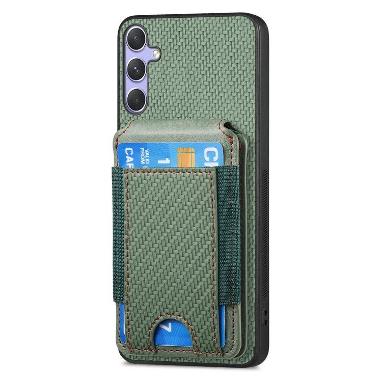 For Samsung Galaxy S25+ 5G Carbon Fiber Vertical Flip Wallet Stand Phone Case(Green) by buy2fix
