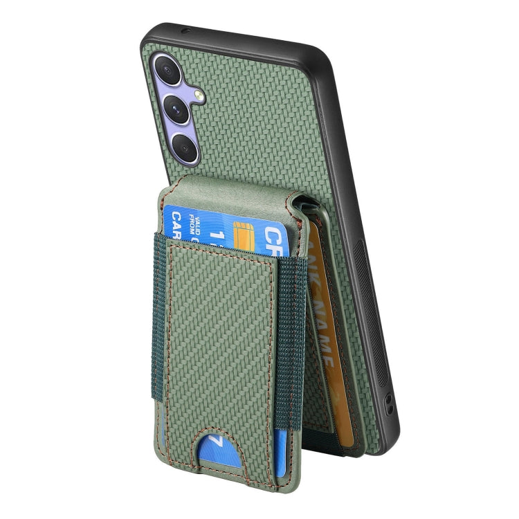 For Samsung Galaxy S25+ 5G Carbon Fiber Vertical Flip Wallet Stand Phone Case(Green) by buy2fix