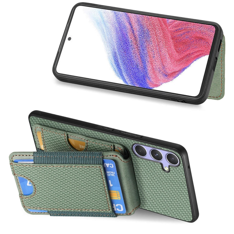 For Samsung Galaxy S25+ 5G Carbon Fiber Vertical Flip Wallet Stand Phone Case(Green) by buy2fix