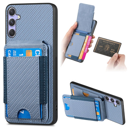 For Samsung Galaxy S25 Ultra 5G Carbon Fiber Vertical Flip Wallet Stand Phone Case(Blue) by buy2fix