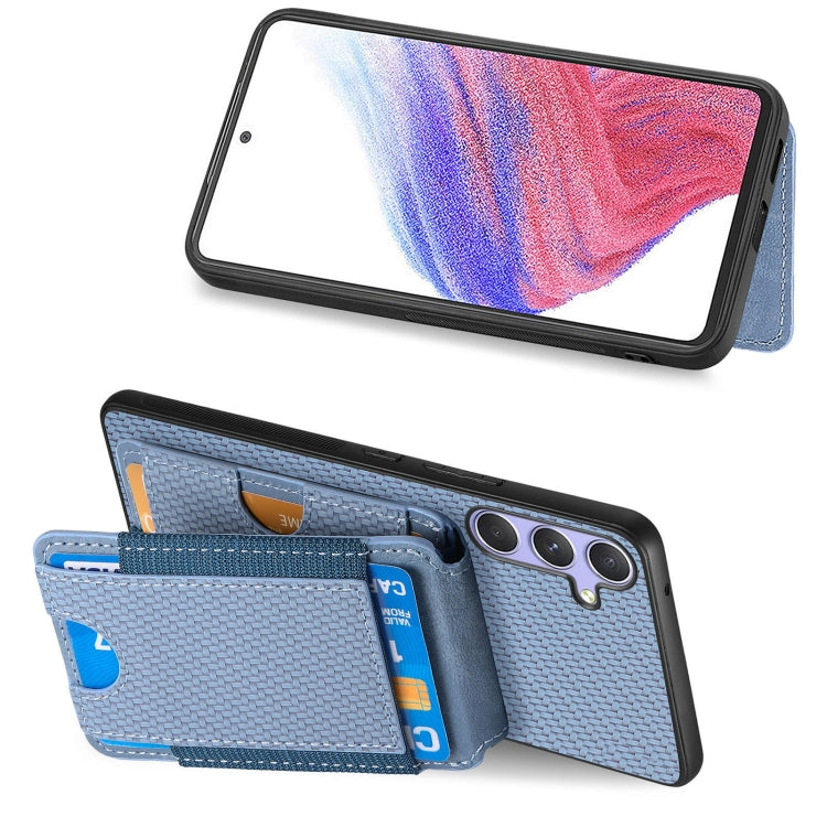 For Samsung Galaxy S25 Ultra 5G Carbon Fiber Vertical Flip Wallet Stand Phone Case(Blue) by buy2fix