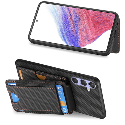 For Samsung Galaxy S25 Ultra 5G Carbon Fiber Vertical Flip Wallet Stand Phone Case(Black) by buy2fix