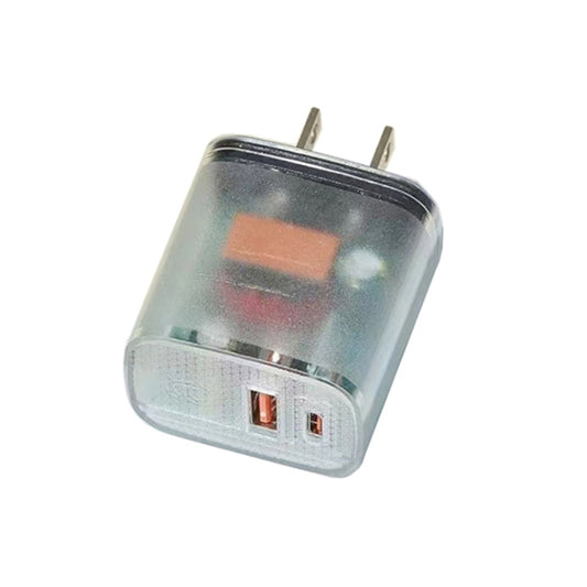 Transparent PD3.0 Type-C + QC3.0 USB Mobile Phone Charger, US Plug(Transparent) - USB Charger by buy2fix | Online Shopping UK | buy2fix