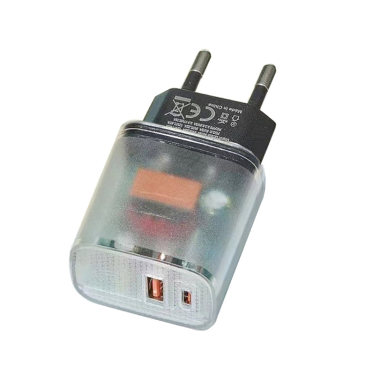 Transparent PD3.0 Type-C + QC3.0 USB Mobile Phone Charger, EU Plug(Transparent) - USB Charger by buy2fix | Online Shopping UK | buy2fix