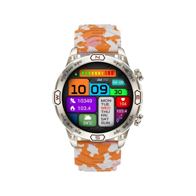 KC86 1.43 inch Color Screen Smart Watch, Support Bluetooth Call / Health Monitoring(Camouflage Orange) by buy2fix