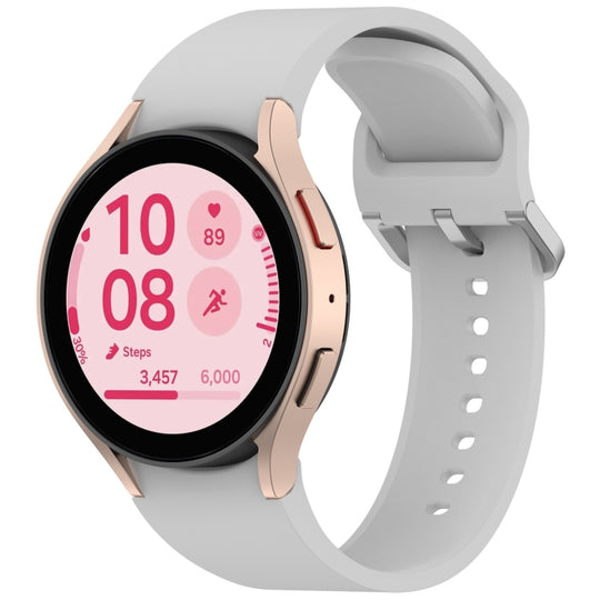 For Samsung Galaxy Watch 7 40 / 44mm Solid Color Colorful Buckle Quick Release Silicone Watch Band(Light Gray)