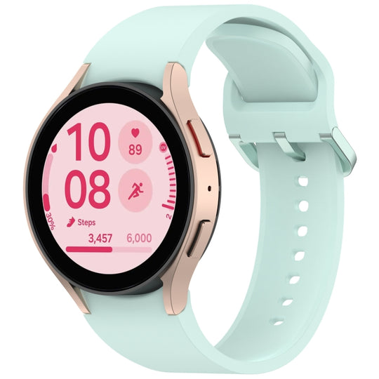For Samsung Galaxy Watch FE 40mm Solid Color Colorful Buckle Quick Release Silicone Watch Band(Light Green)