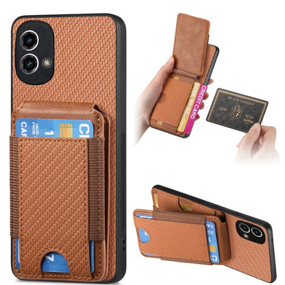 For Motorola Moto G Stylus 5G 2024 Carbon Fiber Vertical Flip Wallet Stand Phone Case(Brown) by buy2fix