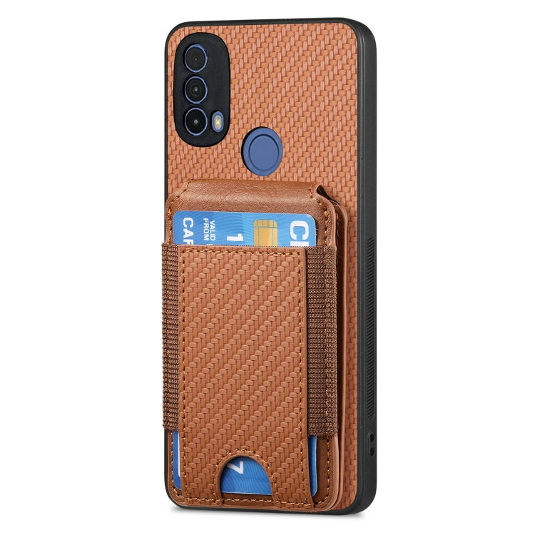 For Motorola Moto G Stylus 5G 2024 Carbon Fiber Vertical Flip Wallet Stand Phone Case(Brown) by buy2fix