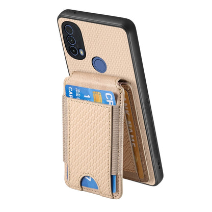 For Motorola Moto G Stylus 5G 2024 Carbon Fiber Vertical Flip Wallet Stand Phone Case(Khaki) by buy2fix