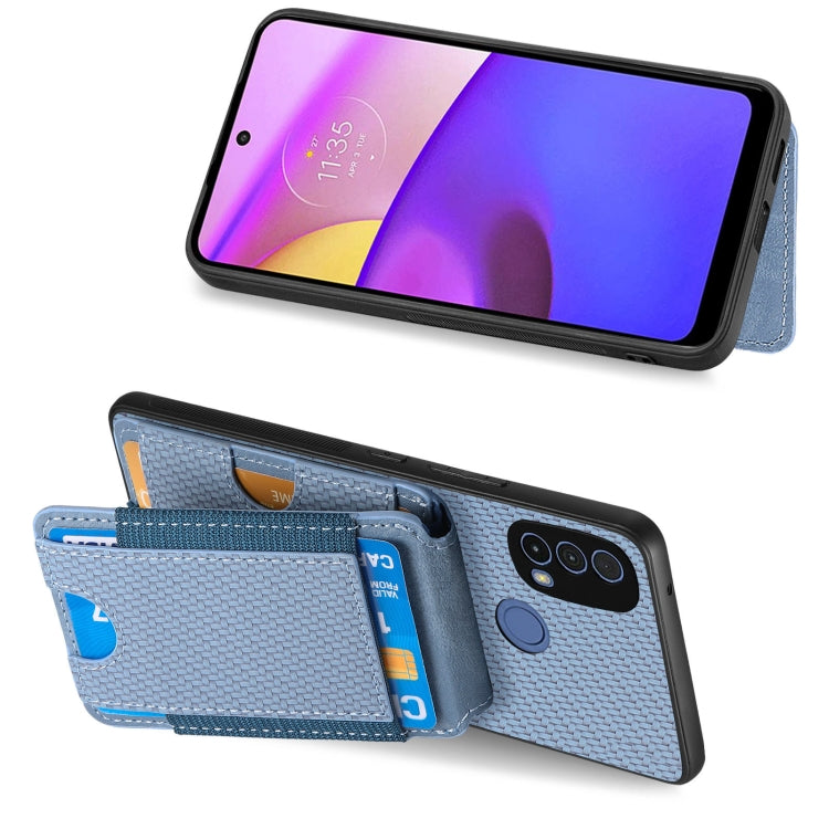 For Motorola Moto G 5G 2024 4G Carbon Fiber Vertical Flip Wallet Stand Phone Case(Blue) by buy2fix