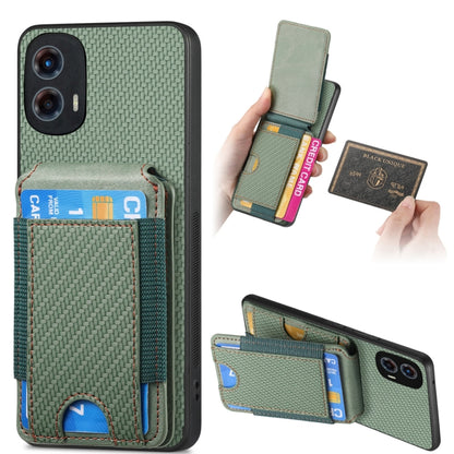 For Motorola Moto G 5G 2024 4G Carbon Fiber Vertical Flip Wallet Stand Phone Case(Green) by buy2fix