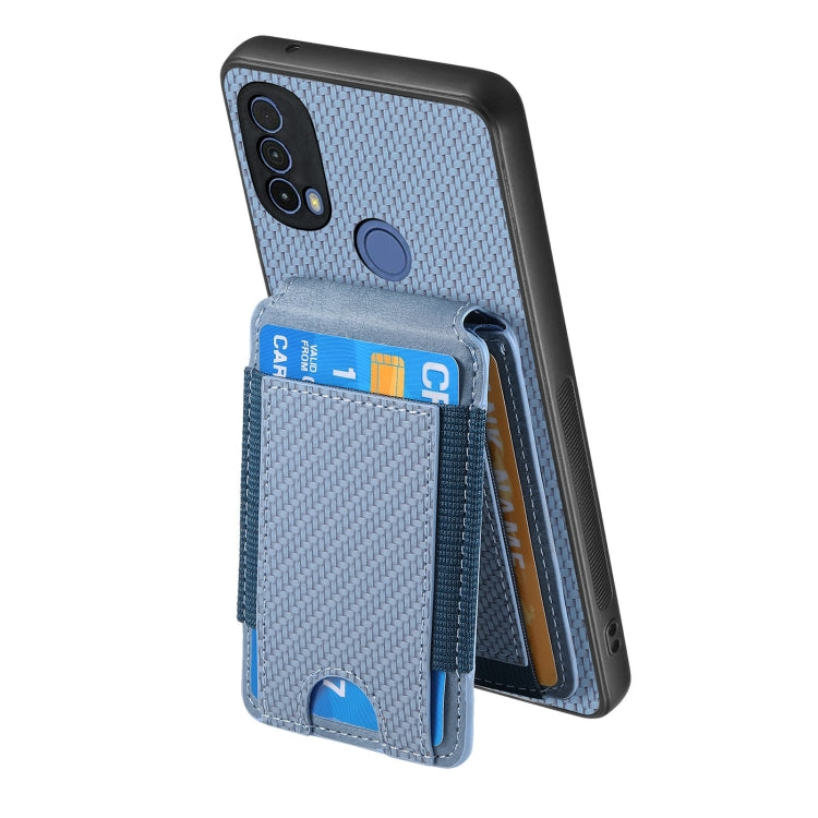 For Motorola Moto G Play 2024 5G Carbon Fiber Vertical Flip Wallet Stand Phone Case(Blue) by buy2fix