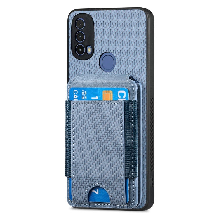 For Motorola Moto G Play 2024 4G Carbon Fiber Vertical Flip Wallet Stand Phone Case(Blue) by buy2fix