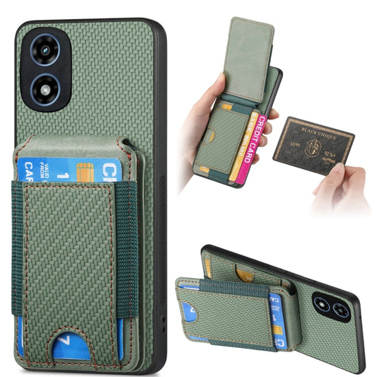 For Motorola Moto G Play 2024 4G Carbon Fiber Vertical Flip Wallet Stand Phone Case(Green) by buy2fix