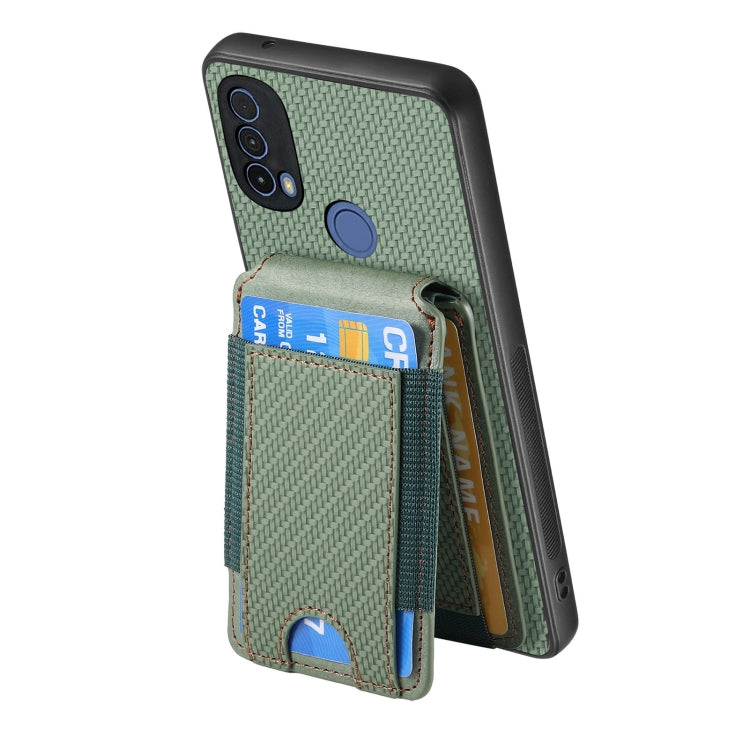 For Motorola Moto G Play 2024 4G Carbon Fiber Vertical Flip Wallet Stand Phone Case(Green) by buy2fix
