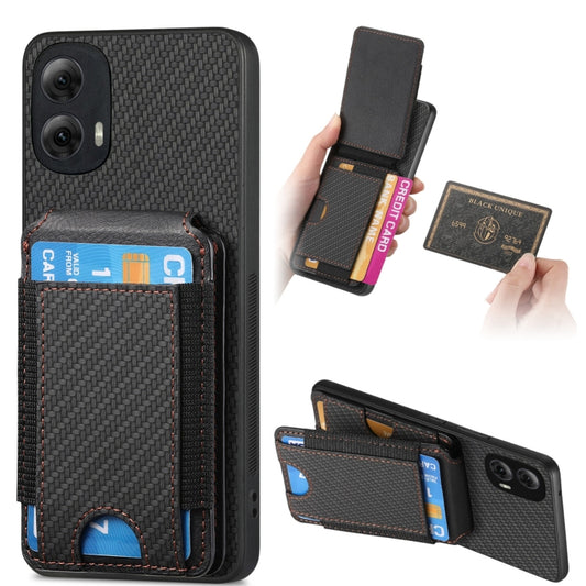 For Motorola Moto G Power 2024 5G Carbon Fiber Vertical Flip Wallet Stand Phone Case(Black) by buy2fix