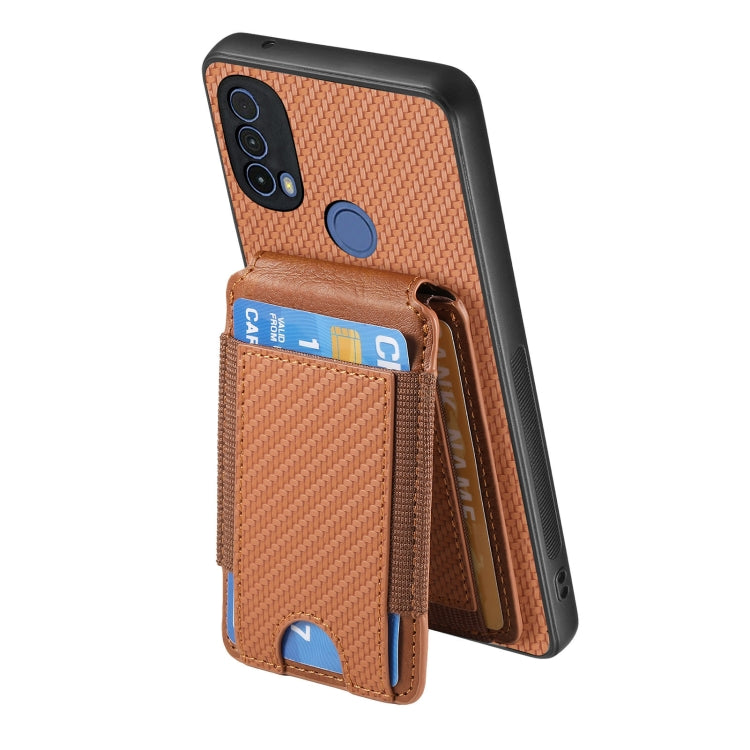 For Motorola Moto G Power 2024 5G Carbon Fiber Vertical Flip Wallet Stand Phone Case(Brown) by buy2fix