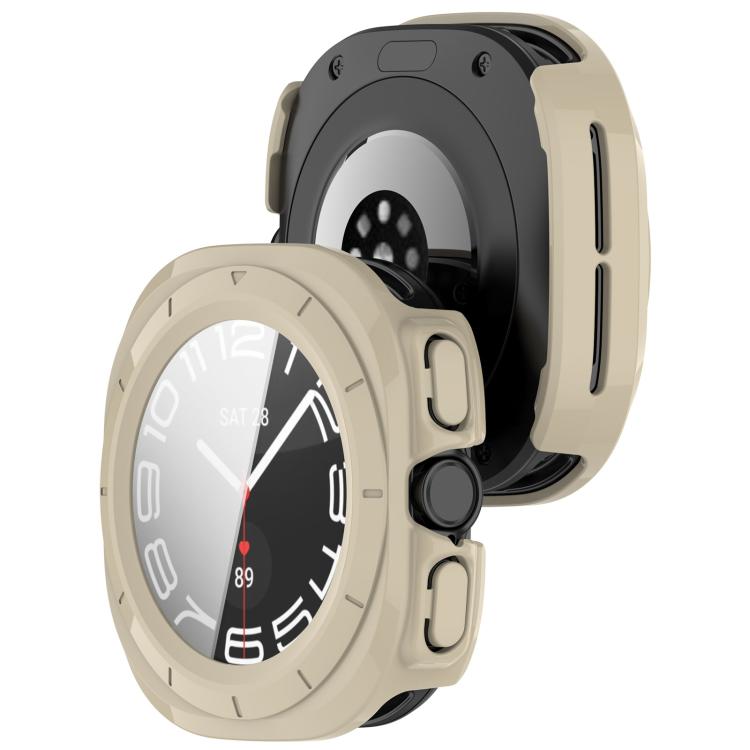 For Samsung Galaxy Watch Ultra 47mm / Ultra 2025 Tempered Film Integrated Waterproof PC Watch Protective Cover(Ivory) - Watch Cases by buy2fix | Online Shopping UK | buy2fix