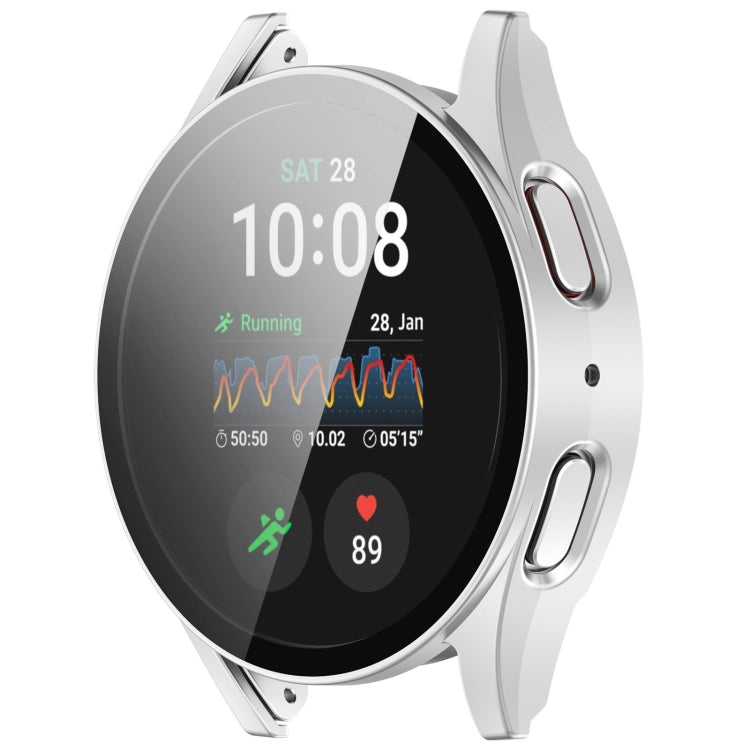 For Samsung Galaxy Watch 7 44mm Tempered Film Integrated Waterproof PC Watch Protective Cover(Silver) - Watch Cases by buy2fix | Online Shopping UK | buy2fix