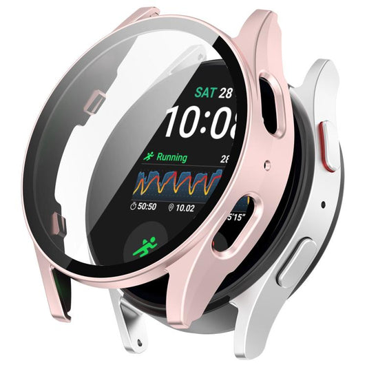 For Samsung Galaxy Watch 7 44mm Tempered Film Integrated Waterproof PC Watch Protective Cover(Rose Gold) - Watch Cases by buy2fix | Online Shopping UK | buy2fix