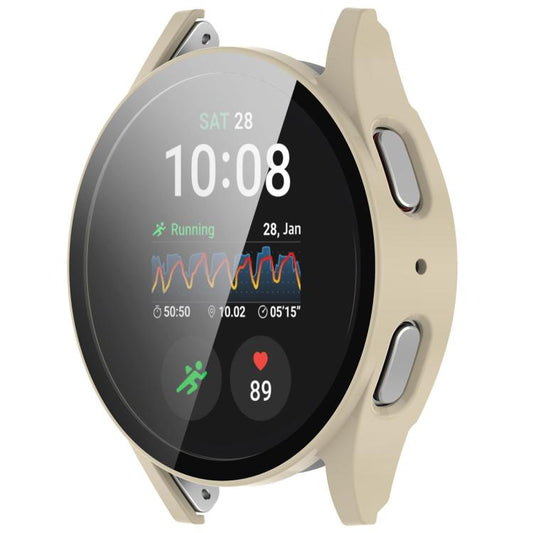 For Samsung Galaxy Watch 7 44mm Tempered Film Integrated Waterproof PC Watch Protective Cover(Ivory) - Watch Cases by buy2fix | Online Shopping UK | buy2fix