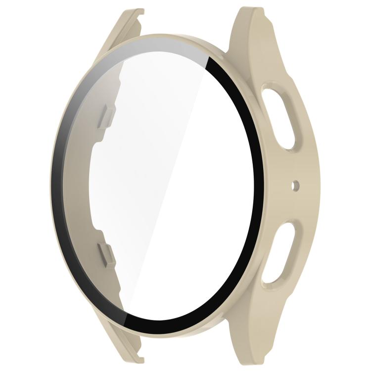 For Samsung Galaxy Watch 7 44mm Tempered Film Integrated Waterproof PC Watch Protective Cover(Ivory) - Watch Cases by buy2fix | Online Shopping UK | buy2fix