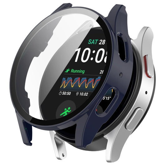 For Samsung Galaxy Watch 7 44mm Tempered Film Integrated Waterproof PC Watch Protective Cover(Dark Blue) - Watch Cases by buy2fix | Online Shopping UK | buy2fix