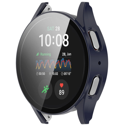 For Samsung Galaxy Watch 7 44mm Tempered Film Integrated Waterproof PC Watch Protective Cover(Dark Blue) - Watch Cases by buy2fix | Online Shopping UK | buy2fix