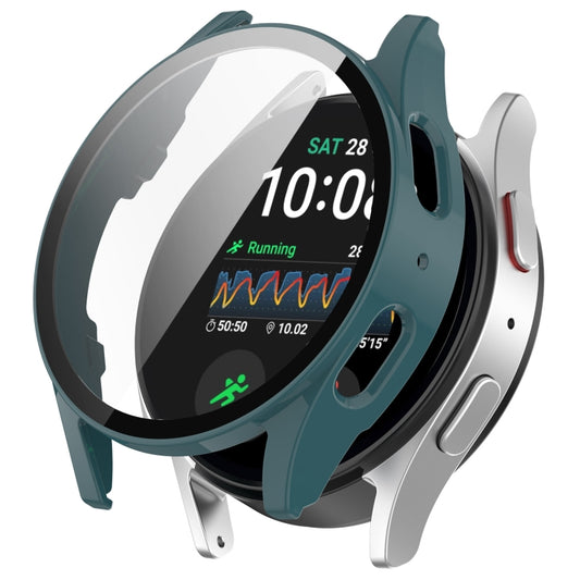 For Samsung Galaxy Watch 7 44mm Tempered Film Integrated Waterproof PC Watch Protective Cover(Pine Green) - Watch Cases by buy2fix | Online Shopping UK | buy2fix