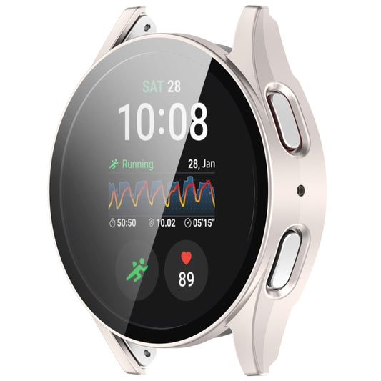 For Samsung Galaxy Watch 7 44mm Tempered Film Integrated Waterproof PC Watch Protective Cover(Starlight) - Watch Cases by buy2fix | Online Shopping UK | buy2fix