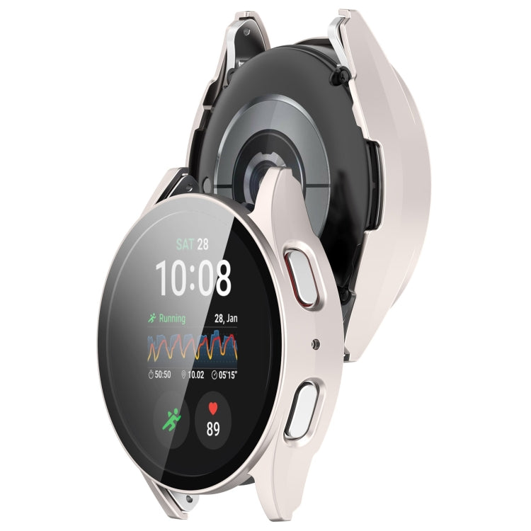 For Samsung Galaxy Watch 7 44mm Tempered Film Integrated Waterproof PC Watch Protective Cover(Starlight) - Watch Cases by buy2fix | Online Shopping UK | buy2fix