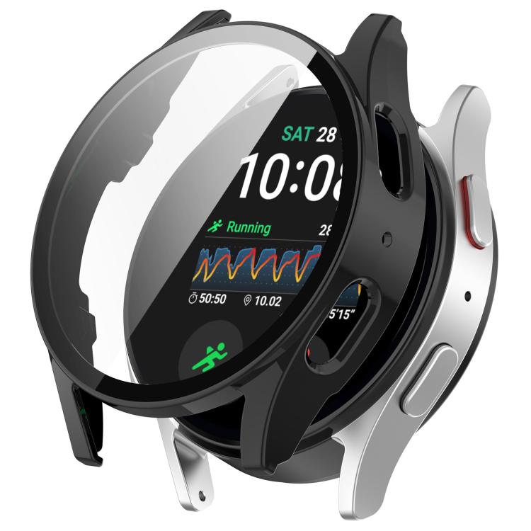 For Samsung Galaxy Watch 7 40mm Tempered Film Integrated Waterproof PC Watch Protective Cover(Black) - Watch Cases by buy2fix | Online Shopping UK | buy2fix
